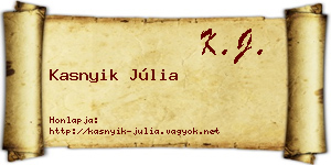 Kasnyik Júlia névjegykártya